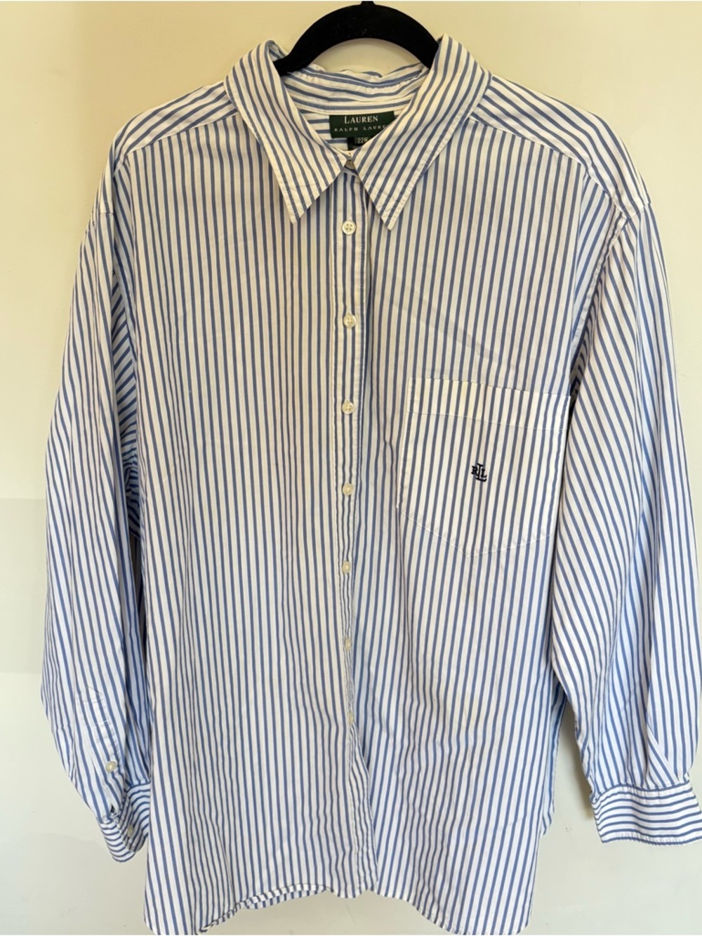 Ralph Lauren Blue and White Striped Cotton Button-Down Shirt women’s size 22w
